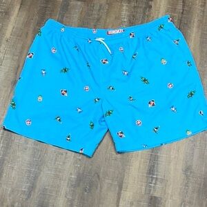 Blue Swim Shorts with Pattern